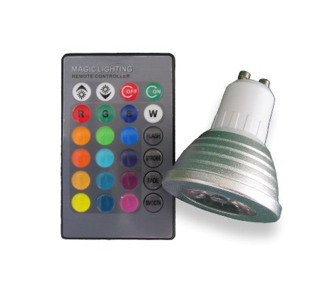 3W RGB LED Луничка GU10 220V с Дистанционно Управление - Затвори